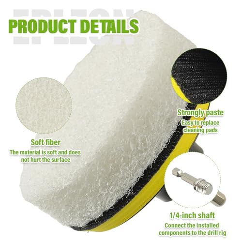 4 Inch Drill Brush Scrub Pads Cleaning Kit, 5X Faster Cleaning, Reusable Double Sided Scrub Pad for Bathroom Shower Tub Tile Grout Kitchen Toilet Hard Surfaces, 9 Pack(White) - color: White