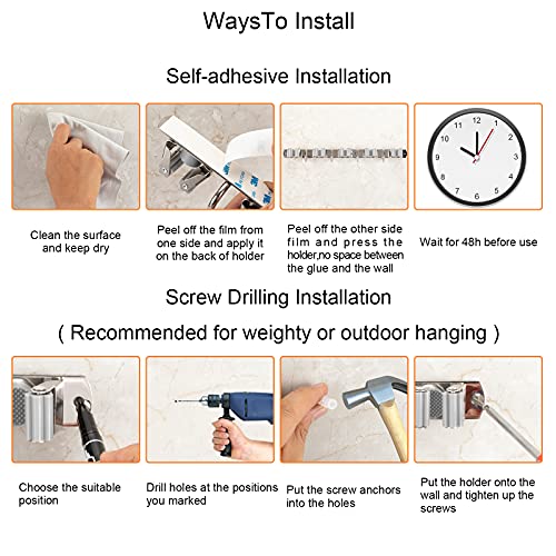 Mop and Broom Holder Wall Mount, Broom Hanger Wall Mount, 17" Mop Holder Stainless Steel with 5 Rack 4 Hooks for Home, Kitchen, Laundry Room, Garage, Garden, Bathroom, and 1 hook Separated included