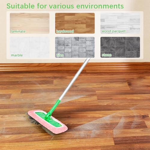 3 Pack Pink Microfiber Mop Pads - Reusable Washable Refills for Wet & Dry Floor Cleaning - Fits Most Standard Mops - Household Cleaning Pads - color: Pink