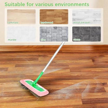 3 Pack Pink Microfiber Mop Pads - Reusable Washable Refills for Wet & Dry Floor Cleaning - Fits Most Standard Mops - Household Cleaning Pads - color: Pink