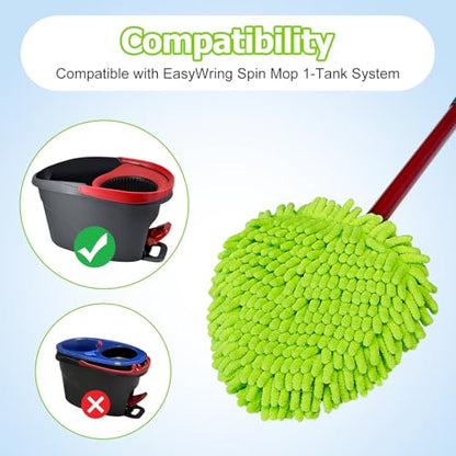 Mop Heads Replacements Compatible with O-cedar Easy Wring 1-Tank System,Mop Replace Head for Dry/Wet Use,4 Pack Reusable Spin Mop Replacement Head,Washable Chenille Dust Mop Refills for Floor Cleaning - size: 4 Pack