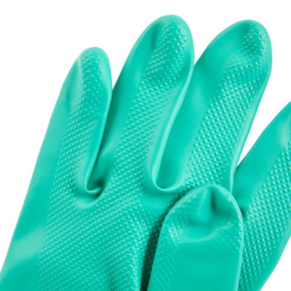 Restaurantware Green Cleaning Gloves 10 Pairs 15 Mil Thick Extra Large Heavy-Duty Nitrile Gloves With Long Cuff No-Latex Flock Lining For Use In Hospitals, Commercial Kitchens and Households - color: Green, size: 10/Extra large