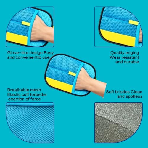 Pet Hair Removal Gloves - 1Pack Blue, Electrostatic Reusable Pet Hair Remover Tool for Dogs & Cats, Anti-Static for Furniture, Couch, Carpet, Car Seats, Bedding, and Laundry
