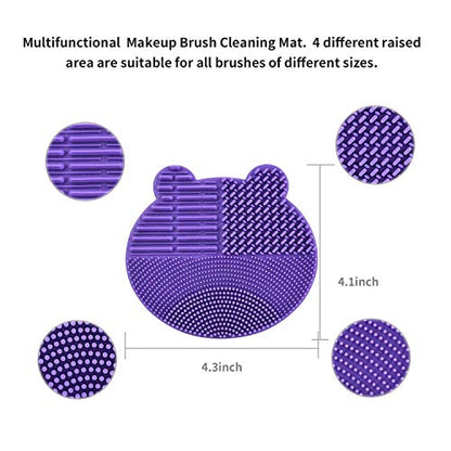 Bird&Fish Silicon Makeup Brush Cleaner Mat & Drying Pad with Carbon Removal Sponge (Rose Red) - color: Rose Red