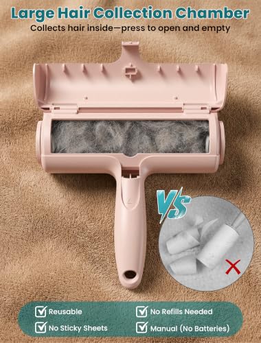 DELOMO Pet Hair Removal Tool, Pet Hair Remover - Lint Roller for Pet Hair - Cat and Dog Hair Remover for Couch, Furniture, Carpet, Car Seat, Reusable Lint Roller with Fur Bin, Pet Owner Essential - color: D: Pink（gift Choice）