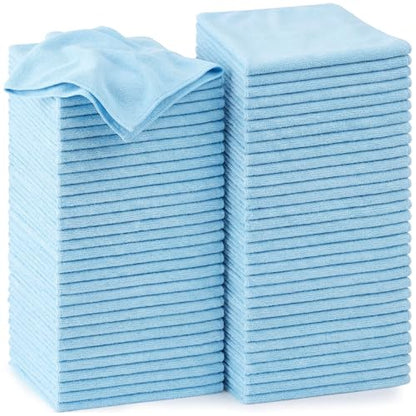 Nuenen Cleaning Cloths for Cars 16 x 16 Inch Ultra Absorbent Towels Drying Microfiber Reusable Cleaning Supplies House Kitchen Window Microfiber Towel(Light Blue,60 Pcs) - color: Light Blue