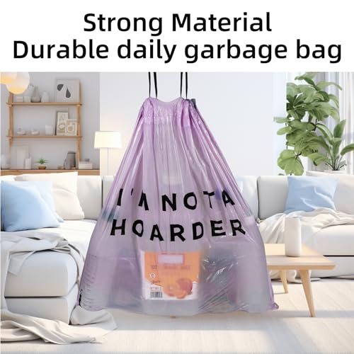 13 Gallon Trash Bags with Drawstring and Text Printing, Leakproof and Odor Control Garbage Bags Tall Kitchen, Tear-Resistant Kitchen Trash Bags for Home, Portable Garbage Bags, 50 Count - style: Letter-13 Gallons