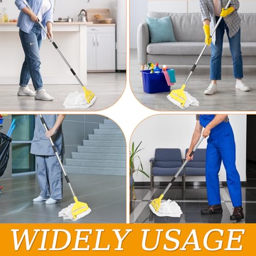 Commercial Heavy Duty Mop Handle - 58" Adjustable Extension Pole Mop Handle Replacement, Wet Mops Head Replacement Holder for Professional/Industrial Floor Cleaning (Yellow)
