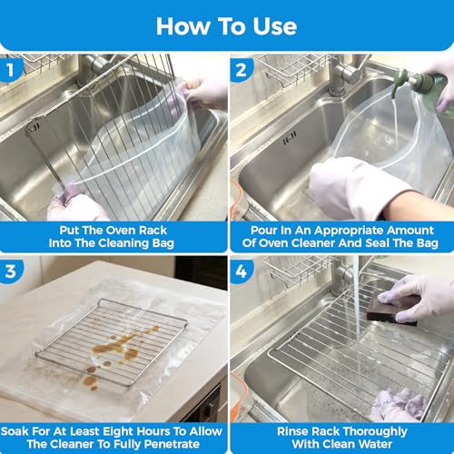 4 Pack Large Oven Grill Cleaning Bags（19.6''X27.5''）, Heavy Duty Oven Rack Cleaner Bags - No Messy Hands Reusable Soak-off Cleaning Kit for Grate & Grill Rack,No Cleaner Included - size: 4 Packs 19.6''X27.5''