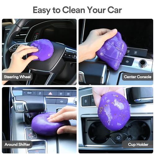 PULIDIKI Car Cleaning Gel Cleaning Putty Car Detailing Kit Car Interior Cleaner Car Slime Cleaner Dust Cleaning Supplies Car Accessories Car Gifts for Men Women Purple (2Pack) - color: Purple(2Pack)