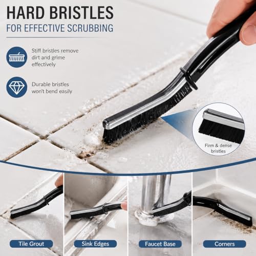 3PCS Crevice Cleaning Brush Set, Hard Bristle Gap Cleaning Brushes for Bathroom & Kitchen, Narrow Grout Scrub Brush for Tile, Sink, Shower, Toilet & Window Track Cleaning Tools