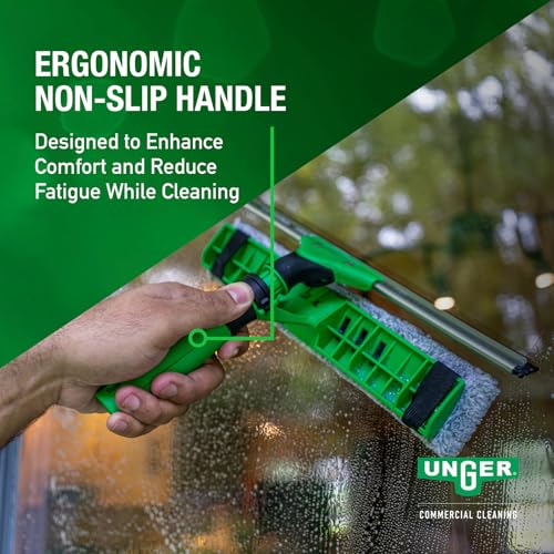 Unger Commerical VisaVersa Window Cleaning Washer and Squeegee Pro Tool 14”/35cm - 2-in-1 Design with Microfiber Pad for Window Cleaners - VV350