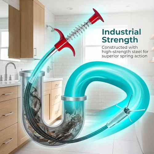 79 Inch Drain Snake Hair Drain Clog Remover Tool,Flexible Grabber Claw Pick Up Reacher Tool for Litter Pick, Toilet, Sewer, Shower, Kitchen Sink