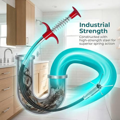79 Inch Drain Snake Hair Drain Clog Remover Tool,Flexible Grabber Claw Pick Up Reacher Tool for Litter Pick, Toilet, Sewer, Shower, Kitchen Sink
