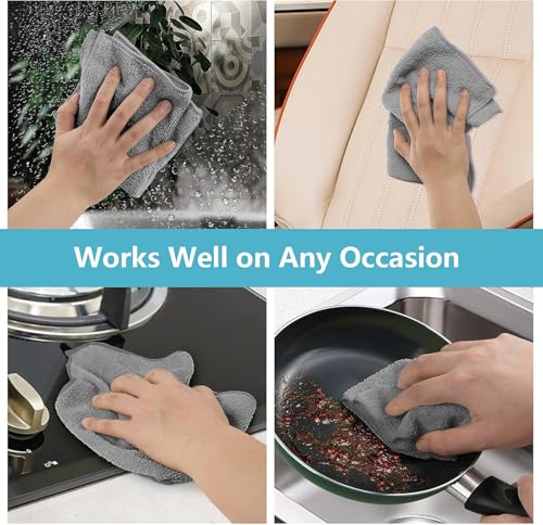 HOMEXCEL Grey Microfiber Cleaning Cloth, 50 Pack Cleaning Towels for Kitchen, Lint Free, Scratch-Free, Highly Absorbent, and Reusable Cleaning Rags for House, Window and Glass, Cars, 11.5 X11.5 inch - color: Grey