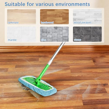Microfiber Mop Pads - 3 Pack Reusable Washable Refills for Wet & Dry Floor Cleaning - Fits Most Standard Mops - Lake Blue Household Cleaning Pads - color: Lake Blue