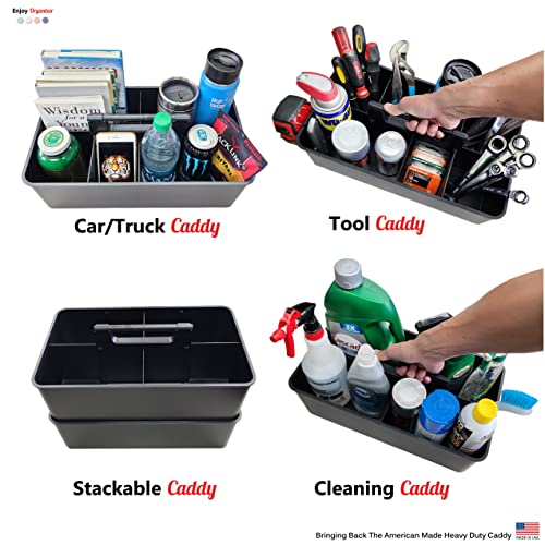 5 Extra Large Portable Carry Caddy, Black, Carrier for Cleaning Supplies, Tools, All-Purpose Carry Caddy Made In USA