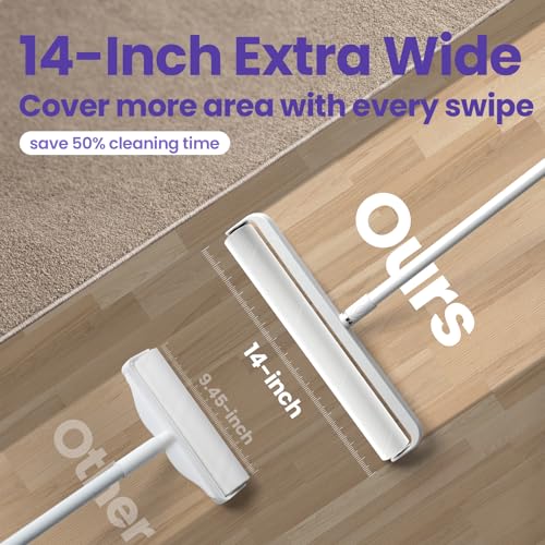 DELOMO 14.17" Large Lint Roller Refills (4 Packs 200 Sheets) – Compatible Only with DELOMO 14.17 in Giant Lint Roller – Extra Sticky Floor Lint Roller Refill for Carpets, Bedding, Couches, Pet Hair - size: E: 4 Refills - 200 Sheets (Wide: 14.17 in)