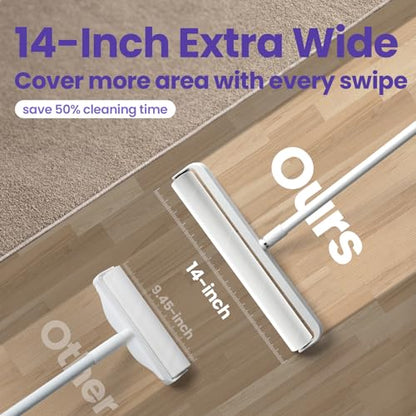 DELOMO 14.17" Large Lint Roller Refills (4 Packs 200 Sheets) – Compatible Only with DELOMO 14.17 in Giant Lint Roller – Extra Sticky Floor Lint Roller Refill for Carpets, Bedding, Couches, Pet Hair - size: E: 4 Refills - 200 Sheets (Wide: 14.17 in)