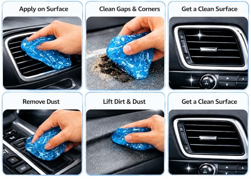 Reusable Car Cleaning Gel 3 Pack (Blue) – Universal Interior Dust Cleaner Putty for Car Air Vents, Dashboard, Cup Holders, Keyboard & Electronics, Car Detailing Slime(160g Each)