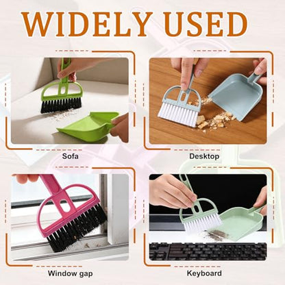 uxcell 2 Pcs Mini Dustpan and Brush Set, Small Broom and Dustpan Set for Home Office Tabletops Sofas Keyboards Cleaning, Rose Red - color: Rose Red