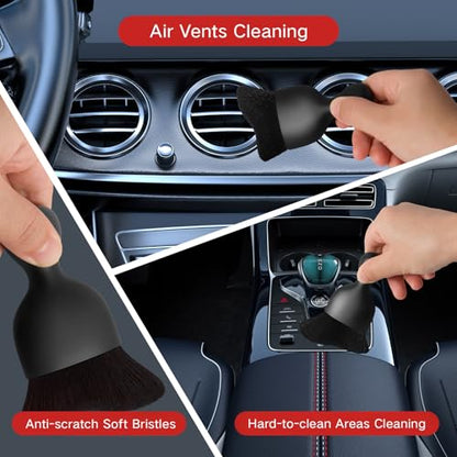 Qydipclin 10pcs Windshield Cleaner Tool, Car Window Cleaning Wash Kit with 4 Reusable Microfiber Pads 1 Spray Bottle and Extendable Handle Auto Glass Wiper Kit, Red - color: Red