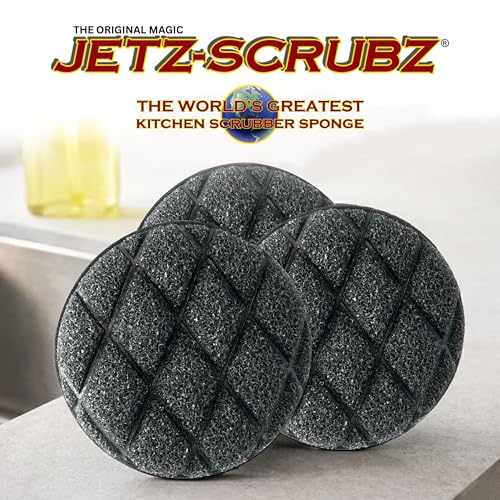 Jetz-Scrubz Scrubber Sponge, J22/3, Round, Set of 3, Made in the USA - style: Round, Set of 3