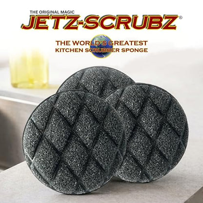 Jetz-Scrubz Scrubber Sponge, J22/3, Round, Set of 3, Made in the USA - style: Round, Set of 3