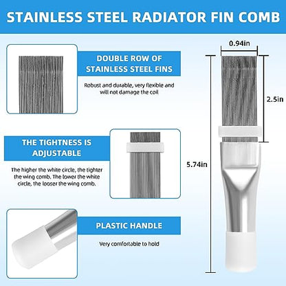 AMI PARTS 5 PCS Air Conditioner Fin Cleaner Set Include 3 Different Air Conditioner Condenser Fin Comb and 2 Different Condenser Fin Comb Brush