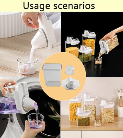 78oz Clear Laundry Detergent Dispenser, Double Sealed Storage Container with Wide Mouth & Funnel Design, Transparent Leak-proof Organizer for Laundry Room, Fabric Softener, Bleach (78OZ) - size: 77.8 Ounces