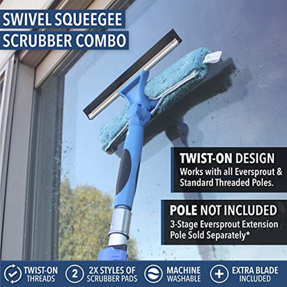 EVERSPROUT Swivel Squeegee & Microfiber Glass Window Scrubber, Light-Weight Window Cleaning Kit Without Extension Pole - size: Attachment Only - No Pole