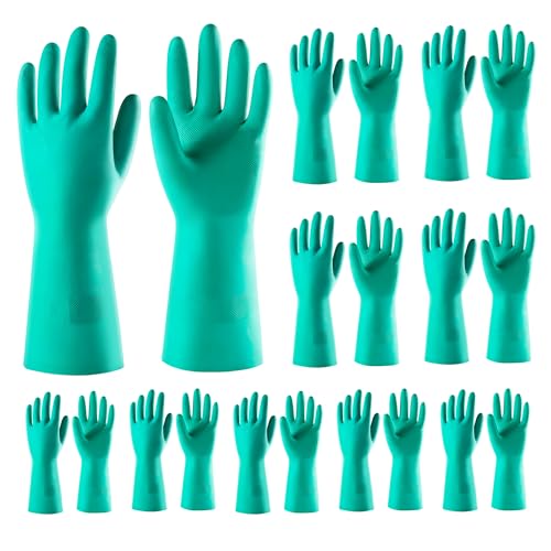 ThxToms 10 Pairs Nitrile Chemical Resistant Gloves, 15mil,13", Reusable Latex Rubber Free Heavy Duty Gloves, Acid Alkali Oil Protection, Industrial Use and Household Cleaning, Non-Slip, X-Large - color: Pack of 10, size: X-Large