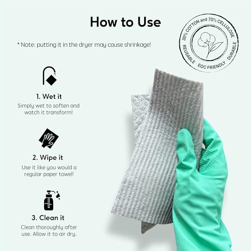Swedish Dishcloths for Kitchen, 5 Pack Swedish Dish Cloths, Ultra Absorbent Reusable Paper Towels, Cellulose Sponge Cloths, Quick Drying, No Odor, Dishwasher Safe Green - color: Green