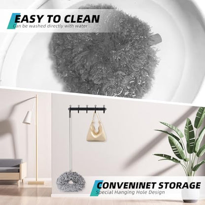 DRQ Ceiling Fan Cleaner Duster, Reusable Microfiber Duster with Extension Pole, 13 to 48 Inch Fan Blade Cleaner, Removable Dusters for Cleaning Walls Bookshelves Door Window Top (Grey) - color: Gray
