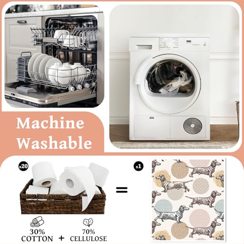 Reusable Swedish Dishcloths for Kitchen, 6 Pack Cute Dachshund Gifts Dish Cloths, Absorbent Dog Pattern Cellulose Cleaning Towels Wipes for Cooking Home Decor Housewarming Gift - style: Dachshund