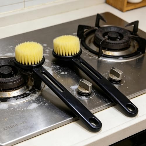 2 Pack Dish Brush with Handle, Stiff Bristles Dish Scrubber, Labor-Saving Kitchen Brush for Dishes, Pots, Pans and Sink Cleaning(Deep Blue) - color: Deep Blue