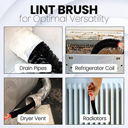 Dryer Vent Cleaner Lint Brush, Long Flexible Refrigerator Coil Cleaning Brush, 26 Inch,Black,Large (Pack of 1),1295