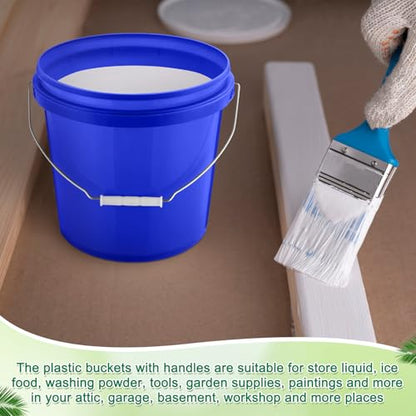 Tioncy 10 Pcs 2 Gallon Plastic Bucket with Lid Heavy Duty 2 Gallon Bucket Pail with Lid Handle for Storage Container Home Household Cleaning(Blue) - color: Blue