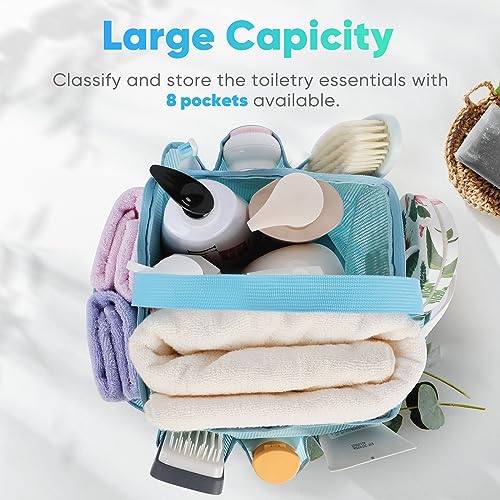 EUDELE Mesh Shower Caddy Portable, 8-Pocket Large Capacity, Quick Dry, Easy Clean, Ideal for Beach, Swimming, Gym, Travel - color: All Ice Blue