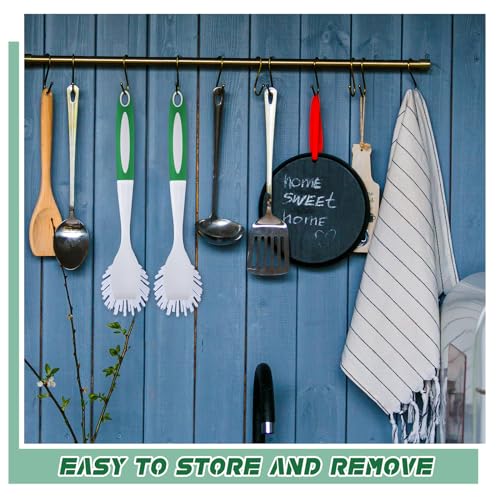 Hsei 20 Pcs Green Kitchen Scrub Dish Brush Bulk with 11 Inch Anti Slip Handle Cleaning Dish Scrubber with Stiff Bristles Washing Scrub Brushes for Housekeeping for Pots and Pans, Kitchen Sink - color: Green