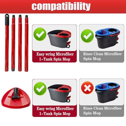 Mop Handle for Ocedar Mop Handle for Ocedar Spin Mop Replacement Handle, 4-Section Spin Mop Handles 28.5-to-55inch Mop Replacement Stick and Base for Compatible with Ocedar Easy Wring Mop Refills - size: 1 Handle+1 Base