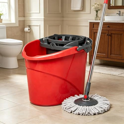 2.5 Gallon Quick Wring Hands-Free Mop Bucket, Quick Wring Bucket with Handles, Mop Bucket with Wringer, Cleaning Bucket for Home Hardwood Laminate Tile Floor Cleaning