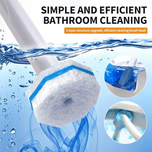 60pcs Disposable Toilet Brush Refill Pads, Replacement Brush Heads, Toilet Cleaner Refills，Disposable Wand Heads，Bathroom Cleaning，Toilet Cleaning Scrubbers Compatible with Most Toilet Brushes - style: 60 refflls（Without handle）