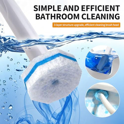 60pcs Disposable Toilet Brush Refill Pads, Replacement Brush Heads, Toilet Cleaner Refills，Disposable Wand Heads，Bathroom Cleaning，Toilet Cleaning Scrubbers Compatible with Most Toilet Brushes - style: 60 refflls（Without handle）