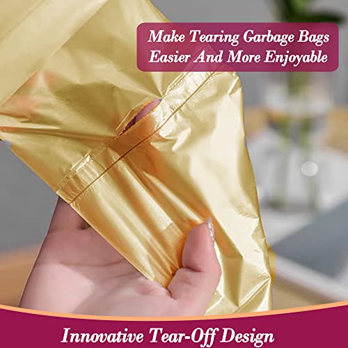4 Gallon 180pcs Small Gold Trash Bags Strong Golden Garbage Bags, Bathroom Trash Can Bin Liners, Gold Plastic Bags for Home Office, Waste Basket Liner, Fit 12-15 Liter, 3.5,4,4.5 Gal（Golden 180） - color: Gold, size: 180 Count (Pack of 1)