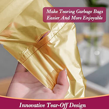 4 Gallon 180pcs Small Gold Trash Bags Strong Golden Garbage Bags, Bathroom Trash Can Bin Liners, Gold Plastic Bags for Home Office, Waste Basket Liner, Fit 12-15 Liter, 3.5,4,4.5 Gal（Golden 180） - color: Gold, size: 180 Count (Pack of 1)