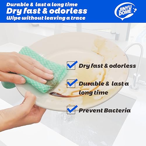 Reusable Kitchen Cleaning Cloths Dish Towels Dish Cloth Handi Wipe Reusable Cloths for Kitchen, Bathroom, Household Cleaning 100Pack Blue (Green 100 Pack) - color: Green 100 Pack
