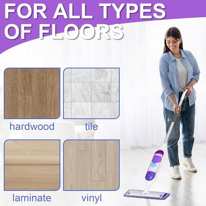 Aifacay Reusable Mop Pads Compatible with Swiffer PowerMop,Power Mop Pad Refill Pads Washable 15.3 * 5.1 Inch, Microfiber Replacement Pad for Multi-Surface Floor Cleaning 6 Pack - color: 6 Pack：purple and Navy Blue