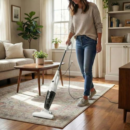Stick Vacuum Cleaner 600W, Corded Bagless Upright Vacuum for Carpet, Hardwood, Tile Floors, Lightweight with Crevice Tool, Picks Up Pet Hair, Human Hair, Great for Home, Dorm, Small Spaces