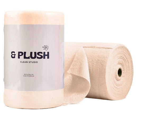 & PLUSH Microfiber Cleaning Cloth Roll - 50 Pack, Tear Away Microfiber Towels, 12" x 12", Reusable, Washable, Streak Free, Ultra Absorbent Dish Rags for Car, Home, Garage or Shop (Beige) - color: Beige